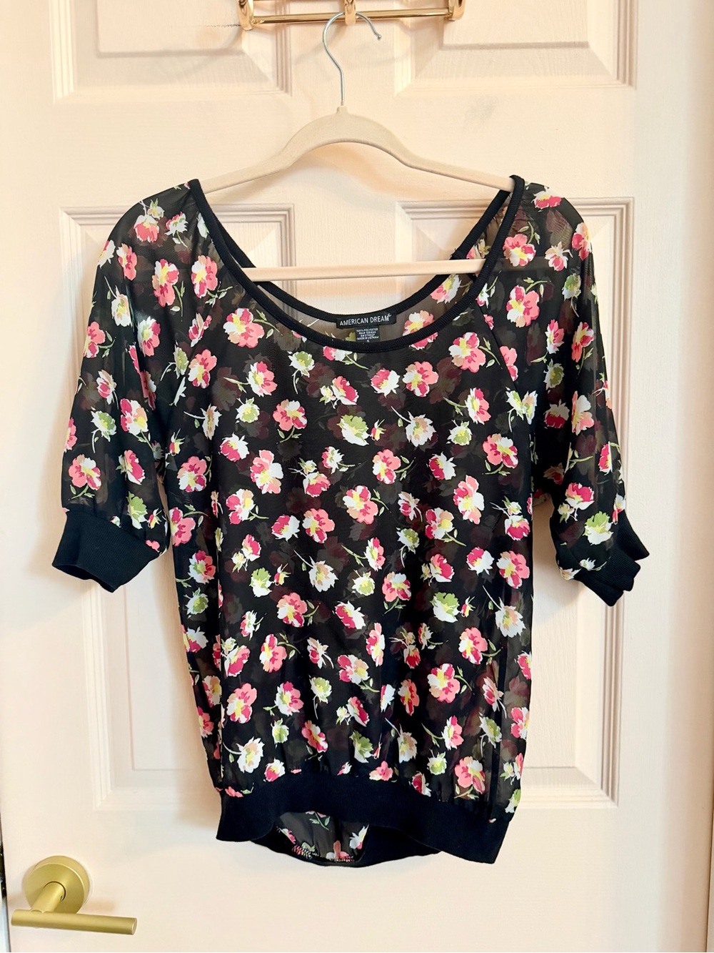Semi sheer floral American dream top